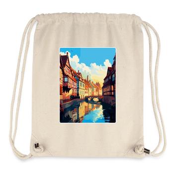 Colmar France Affiche de voyage vintage WPA Souvenir - Sac à cordon recyclé Stanley/Stella - blanc naturel - Devant