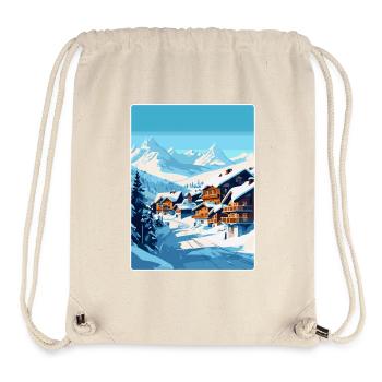 Val Thorens France Affiche de voyage vintage Souvenir - Sac à cordon recyclé Stanley/Stella - blanc naturel - Devant