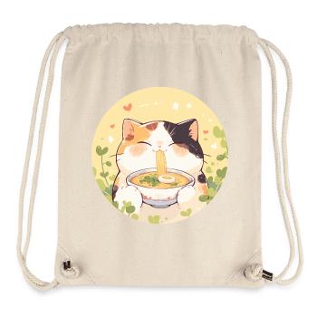 Cat eating Ramen - Stanley/Stella Recycled Gym Bag - natural - Front
