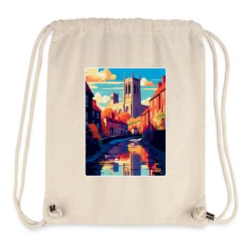 Durham Angleterre Royaume-Uni Affiche de voyage vintage souvenir - Sac à cordon recyclé Stanley/Stella - blanc naturel - Devant