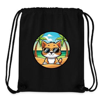 Kätzchen Lustige Cartoon Sommer Strand Sonnenbrille Cool - Stanley/Stella recycelter Gym Bag - Schwarz - Vorne