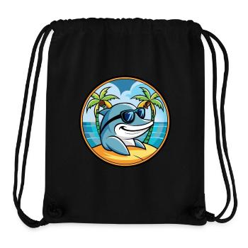 Delfin Lustige Cartoon Sommer Strand Sonnenbrille Cool - Stanley/Stella recycelter Gym Bag - Schwarz - Vorne