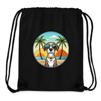 Gascogne Pointer Chien Race Dessin Animé Plage - Sac à cordon recyclé Stanley/Stella - noir - Devant