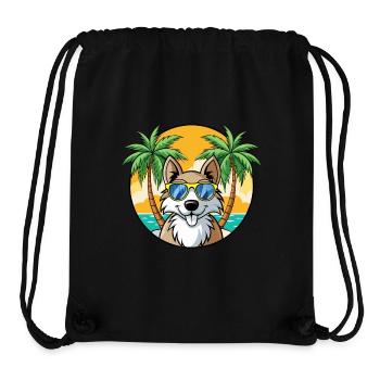 Stichelhaar Chien Race Dessin Animé Lunettes de Soleil Plage - Sac à cordon recyclé Stanley/Stella - noir - Devant
