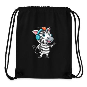 Zebra Lustige Zeichentrickfigur Kopfhörer Musik - Stanley/Stella recycelter Gym Bag - Schwarz - Vorne