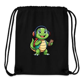 Schildkröte Lustige Zeichentrickfigur Kopfhörer Musik - Stanley/Stella recycelter Gym Bag - Schwarz - Vorne