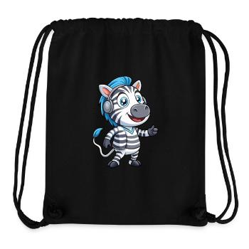 Zebra Lustige Zeichentrickfigur Kopfhörer Musik - Stanley/Stella recycelter Gym Bag - Schwarz - Vorne
