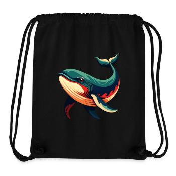 Whale Cartoon Character Colorful Pet Animal - Stanley/Stella Recycled Gym Bag - black - Front