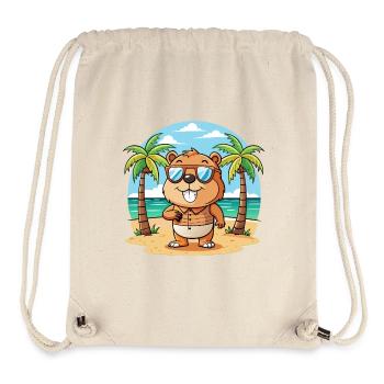 Biber Lustige Cartoon Sommer Strand Sonnenbrille - Stanley/Stella recycelter Gym Bag - Naturweiß - Vorne