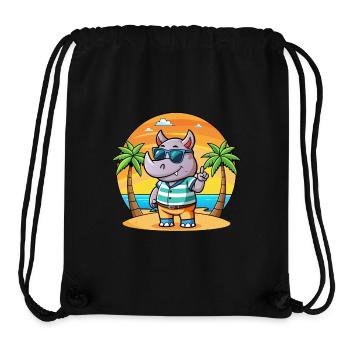 Rhino Funny Cartoon Summer Beach Sunglasses - Stanley/Stella Recycled Gym Bag - black - Front