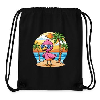 Flamingo Funny Cartoon Summer Beach Sunglasses - Stanley/Stella Recycled Gym Bag - black - Front