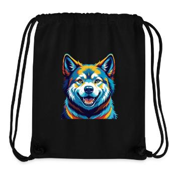 Akita Dog Breed Colorful Watercolor Cartoon Kawaii - Stanley/Stella Recycled Gym Bag - black - Front
