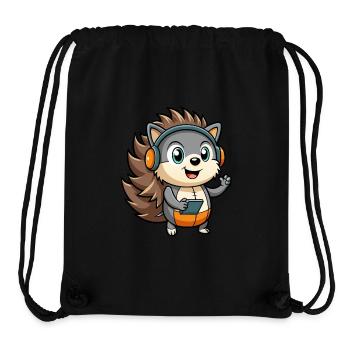 Igel Lustige Zeichentrickfigur Kopfhörer Musik - Stanley/Stella recycelter Gym Bag - Schwarz - Vorne