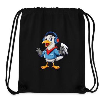 Albatross Funny Cartoon Character Headphone Music - Stanley/Stella Recycled Gym Bag - black - Front