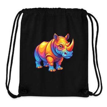 Rhino Colorful Kawaii Cartoon Character Clipart - Stanley/Stella Recycled Gym Bag - black - Front