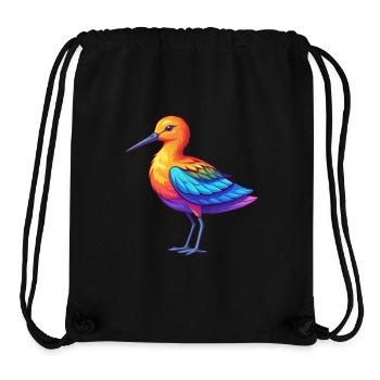 Avocette coloré Kawaii personnage de dessin animé oiseau - Sac à cordon recyclé Stanley/Stella - noir - Devant
