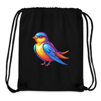 hirondelle coloré kawaii personnage de dessin animé oiseau - Sac à cordon recyclé Stanley/Stella - noir - Devant
