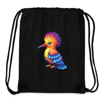 Huppe fasciée coloré Kawaii personnage de dessin animé oiseau - Sac à cordon recyclé Stanley/Stella - noir - Devant