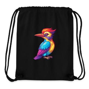 Pic coloré Kawaii personnage de dessin animé oiseau - Sac à cordon recyclé Stanley/Stella - noir - Devant