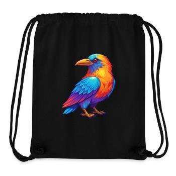 corbeau coloré Kawaii personnage de dessin animé oiseau - Sac à cordon recyclé Stanley/Stella - noir - Devant