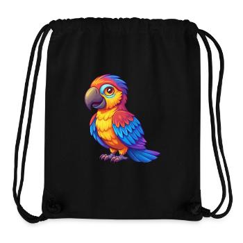 Perroquet coloré Kawaii personnage de dessin animé oiseau - Sac à cordon recyclé Stanley/Stella - noir - Devant