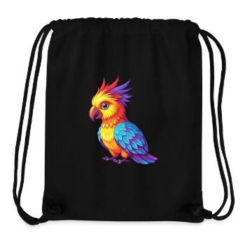 cacatoès coloré Kawaii personnage de dessin animé oiseau - Sac à cordon recyclé Stanley/Stella - noir - Devant