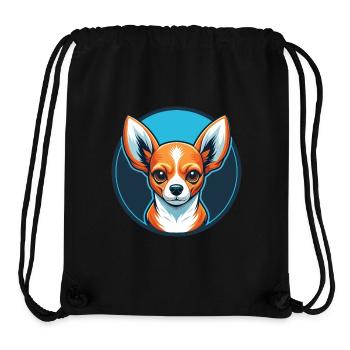Chihuahua chien mignon kawaii dessin animé animal animal de compagnie logo - Sac à cordon recyclé Stanley/Stella - noir - Devant
