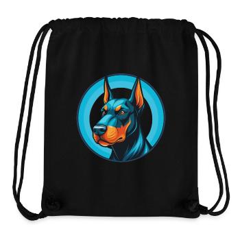Dobermann chien mignon kawaii dessin animé animal de compagnie logo - Sac à cordon recyclé Stanley/Stella - noir - Devant