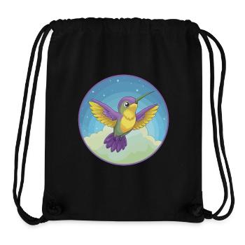 colibri mignon kawaii dessin animé clipart animal de compagnie - Sac à cordon recyclé Stanley/Stella - noir - Devant