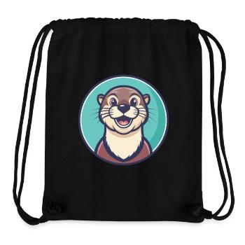 loutre kawaii dessin animé personnage animal visage d’animal - Sac à cordon recyclé Stanley/Stella - noir - Devant