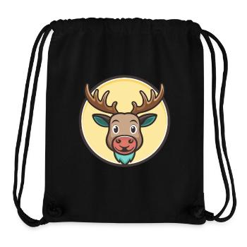 Elch Kawaii Cartoon Figur Tier Haustier Gesicht - Stanley/Stella recycelter Gym Bag - Schwarz - Vorne