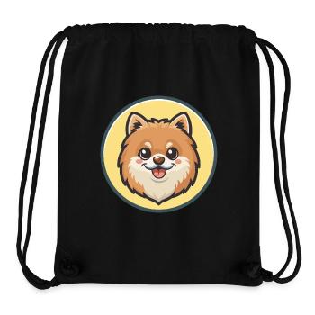 Poméranien Spitz Chien Race Dessin Animé Kawaii Clipart - Sac à cordon recyclé Stanley/Stella - noir - Devant