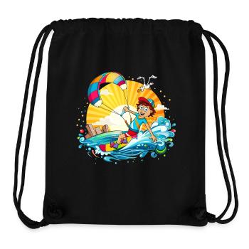 Colorful illustration of a kite surfer - Stanley/Stella Recycled Gym Bag - black - Front