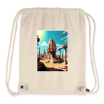 Hampi Inde Affiche de voyage Souvenir Carte Postale Peinture - Sac à cordon recyclé Stanley/Stella - blanc naturel - Devant