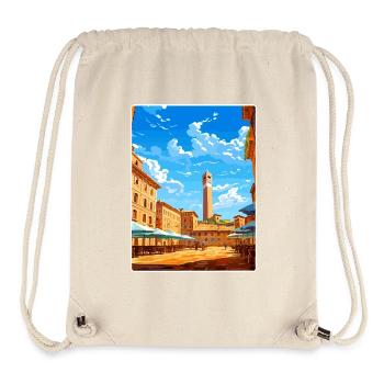 Sienne Italie Affiche de voyage Souvenir Carte Postale Peinture - Sac à cordon recyclé Stanley/Stella - blanc naturel - Devant