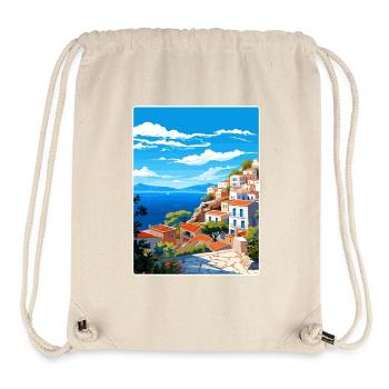 Hydra Greece Travel Poster Souvenir Postcard Paint - Stanley/Stella Recycled Gym Bag - natural - Front