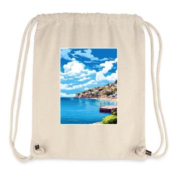 Looe Angleterre Affiche de voyage Souvenir Carte Postale Peinture - Sac à cordon recyclé Stanley/Stella - blanc naturel - Devant