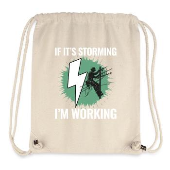 Lineman Storm Work Brave Dedicated Hero - Stanley/Stella Recycled Gym Bag - natural - Front