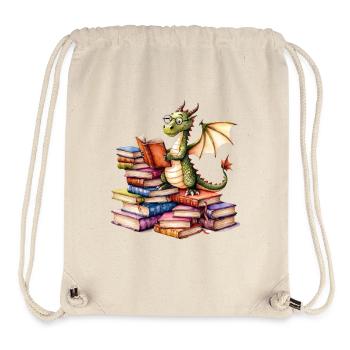 Dragon reads a book - Books - Stanley/Stella Recycled Gym Bag - natural - Front