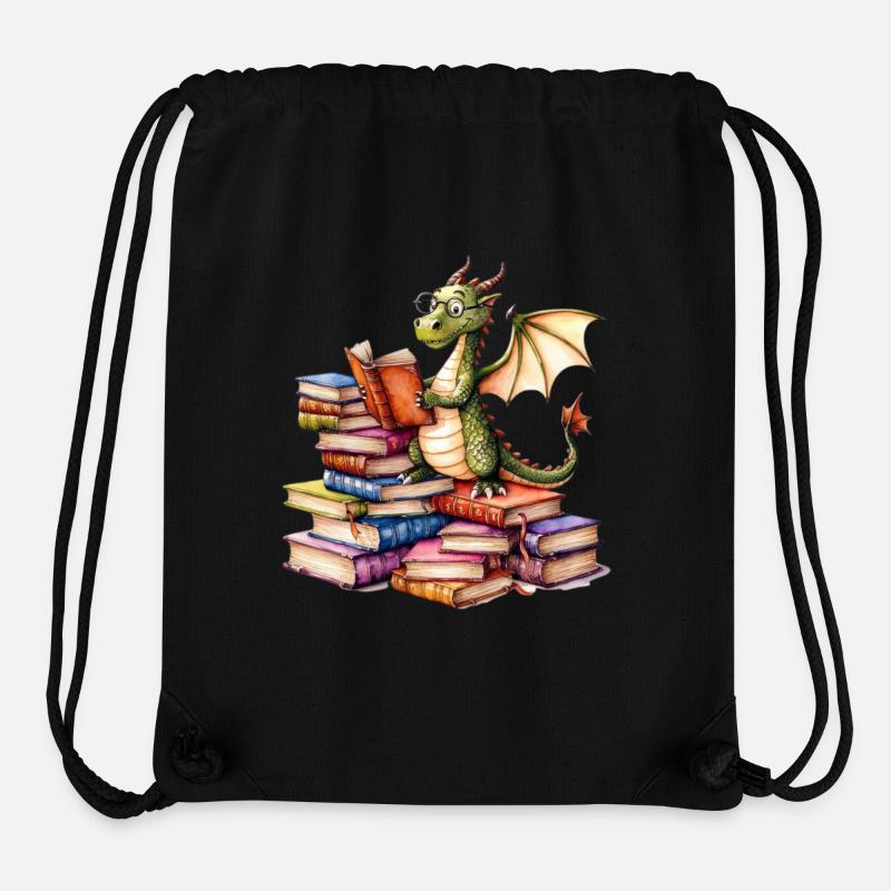 Drache ließt ein Buch - Bücher - Stanley/Stella recycelter Gym Bag - Schwarz