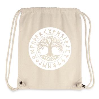 Cercle de runes blanches d’Yggdrasil - Sac à cordon recyclé Stanley/Stella - blanc naturel - Devant