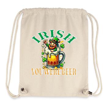 Irish You Were Beer - Funny Leprechaun Design - Stanley/Stella Recycled Gym Bag - natural - Front
