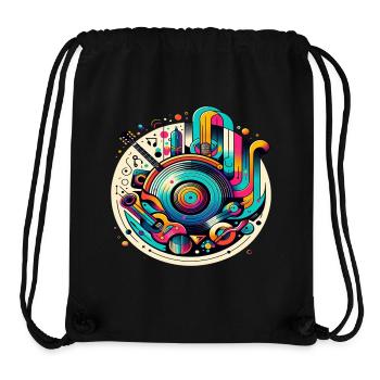 Musique et vinyle : les sons des couleurs - Sac à cordon recyclé Stanley/Stella - noir - Devant