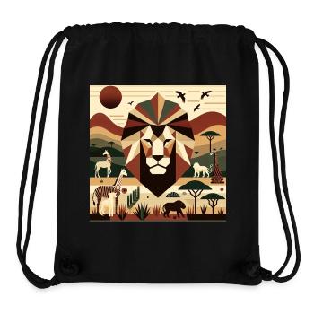 Geometric safari art with lion view - Stanley/Stella Recycled Gym Bag - black - Front
