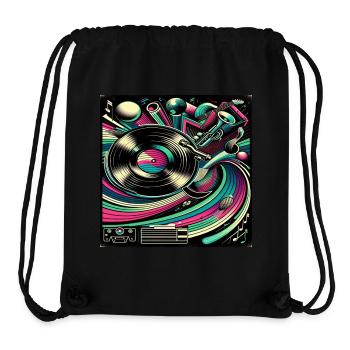 Musique rétro : Vinyle et instruments Design - Sac à cordon recyclé Stanley/Stella - noir - Devant