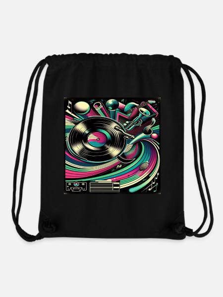 Retro-Musik-Vinyl und Instrumente Design - Stanley/Stella recycelter Gym Bag - Schwarz