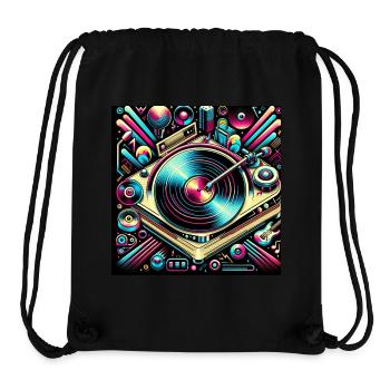 Neon Retro Turntable Art - Stanley/Stella Recycled Gym Bag - black - Front