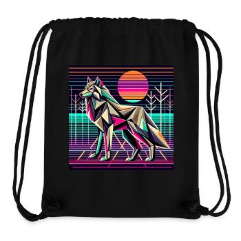 Neon Wolf in futuristischer Natur - Stanley/Stella recycelter Gym Bag - Schwarz - Vorne