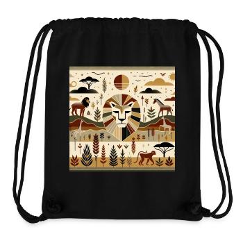 Abstract Safari Wilderness with Lion Motif - Stanley/Stella Recycled Gym Bag - black - Front