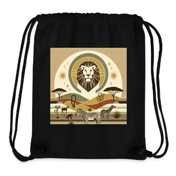 Geometric safari landscape with lions - Stanley/Stella Recycled Gym Bag - black - Front